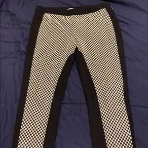 White/black checkered pants, w/zipper on the side